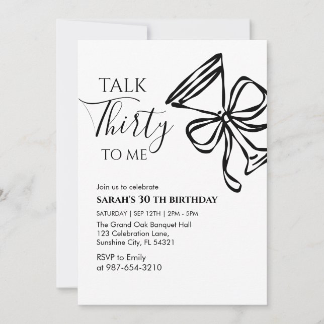 Invitation à la fête d'anniversaire "Parle-moi tre (Devant)
