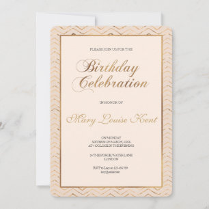 Invitation à la fête d'anniversaire Peach et Gold