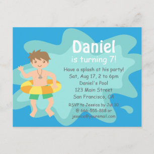 Invitation à la fête d'anniversaire Piscine Splash