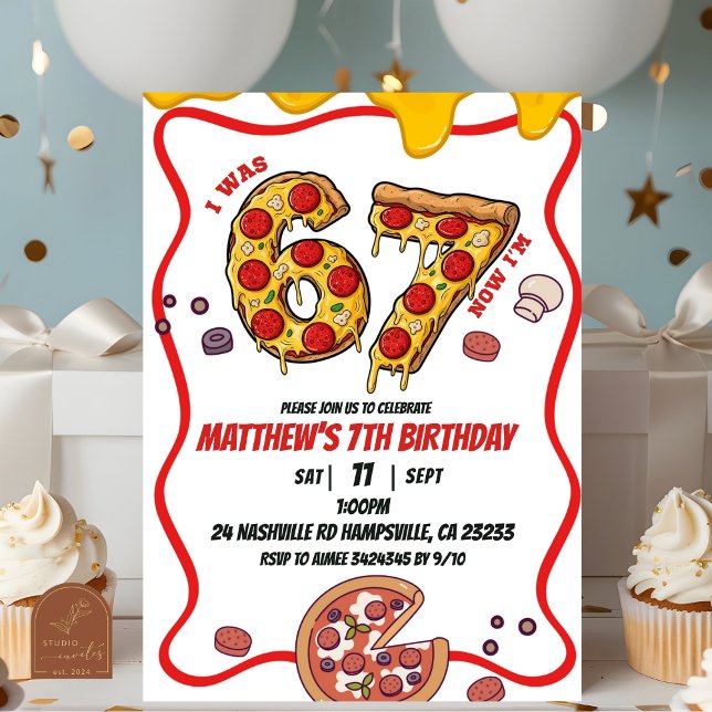 Invitation à la fête d'anniversaire Pizza 67 (Créateur téléchargé)
