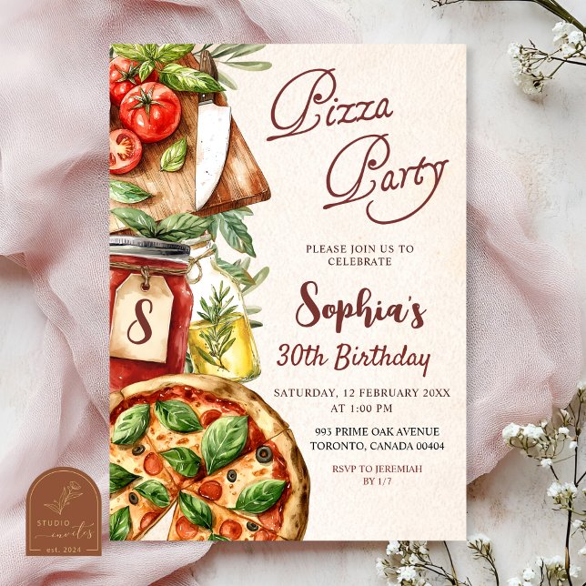 Invitation à la fête d'anniversaire Pizza Party (Créateur téléchargé)