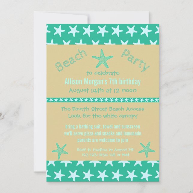 Invitation à la fête d'anniversaire - Plage de l'é (Devant)