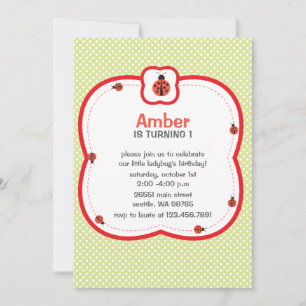 Invitation à la fête d'anniversaire pois verte et