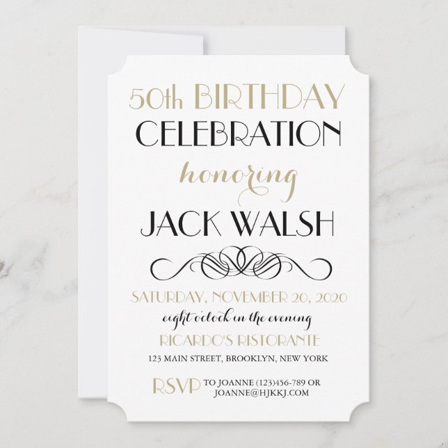 Invitation à la fête d'anniversaire pour adultes (Devant)