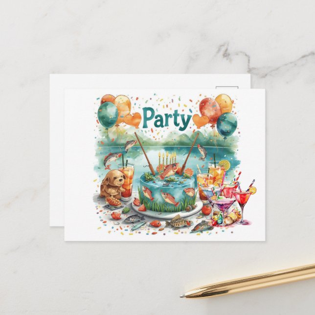 Invitation à la fête d'anniversaire pour amateur d (Devant/Arrière en situation)