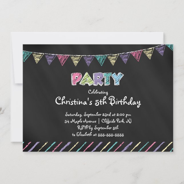 Invitation à la fête d'anniversaire pour les fille (Devant)