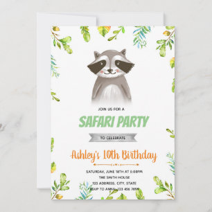Invitation à la fête d'anniversaire Raccoon