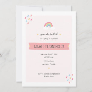 Invitation à la fête d'anniversaire Rainbow