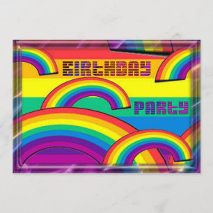 Invitation à la fête d'anniversaire Rainbow