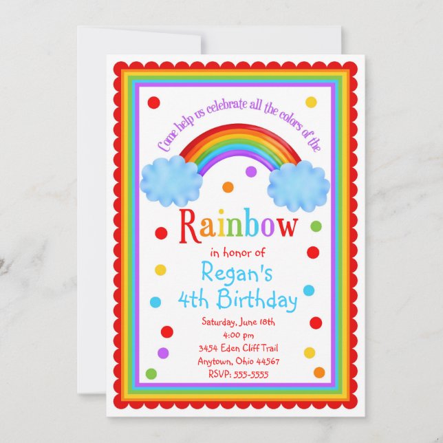 Invitation à la fête d'anniversaire Rainbow (Devant)