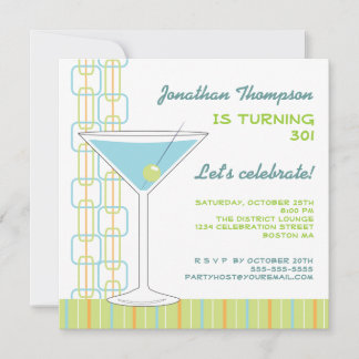 Invitation à la fête d'anniversaire Retro Blue Mar