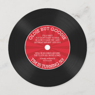 Invitation à la fête d'anniversaire Retro Vinyl Re