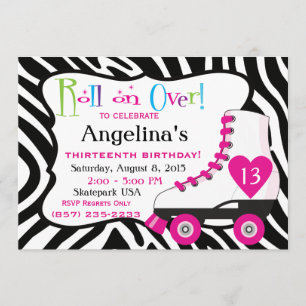 Invitation à la fête d'anniversaire Roller Skate