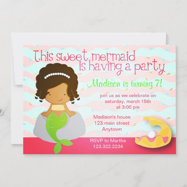 Invitation à la fête d'anniversaire rose de la mûr (Devant)