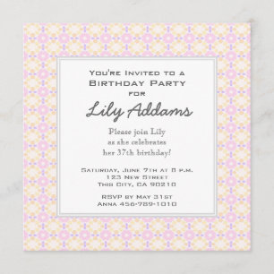Invitation à la fête d'anniversaire - rose et jaun