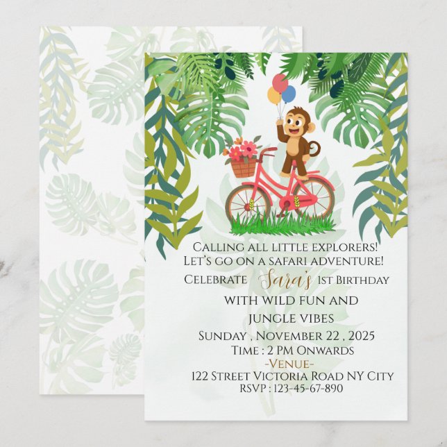 Invitation à la fête d'anniversaire Safari de Wild (Devant / Derrière)