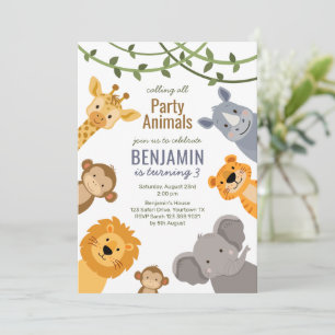Invitation à la fête d'anniversaire Safari Jungle
