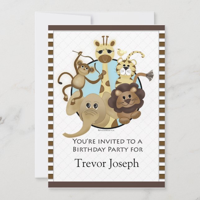 Invitation à la fête d'anniversaire Safari Style (Devant)