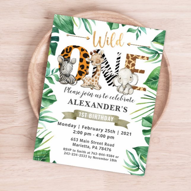 Invitation à la fête d'anniversaire Safari Wild On (Créateur téléchargé)