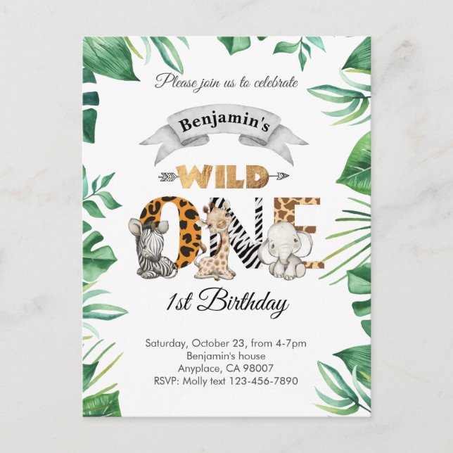 Invitation à la fête d'anniversaire Safari Wild On (Devant)