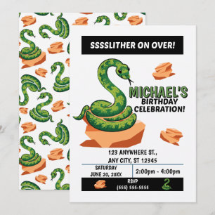 Invitation à la fête d'anniversaire serpent