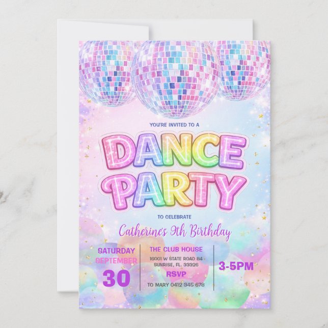Invitation à la fête d'anniversaire Sparkle Dance  (Devant)