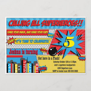 Invitation à la fête d'anniversaire Superhero