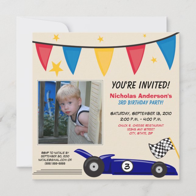 Invitation à la fête d'anniversaire sur mesure pou (Devant)