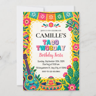 Invitation à la fête d'anniversaire Taco Twosday