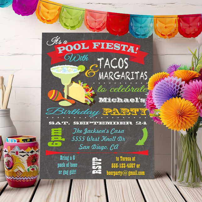 Invitation à la fête d'anniversaire Tacos et Tequi (Créateur téléchargé)