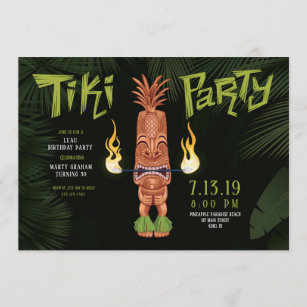 Invitation à la fête d'anniversaire Tiki Luau