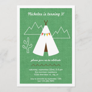 Invitation à la fête d'anniversaire Tipi