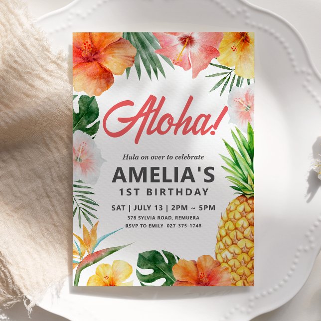 Invitation à la fête d'anniversaire tropicale hawa (Créateur téléchargé)