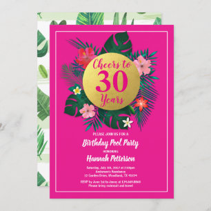 Invitation à la fête d'anniversaire tropicale or r