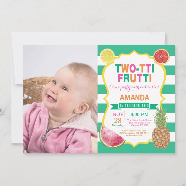 Invitation à la fête d'anniversaire Tutti Frutti 2 (Devant)