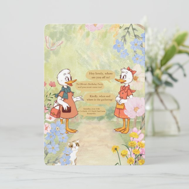 Invitation à la fête d'anniversaire vintage (Debout devant)