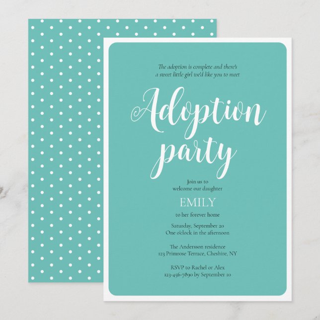 Invitation à la fête d'annonce d'adoption (Devant / Derrière)