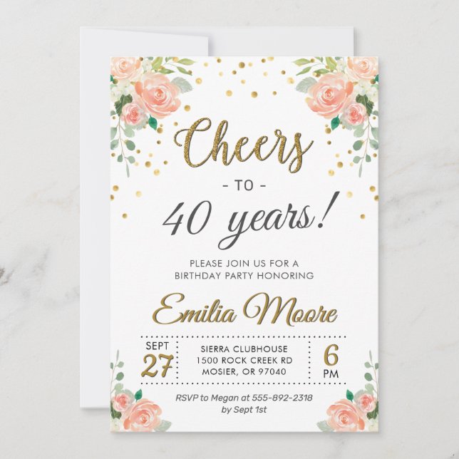 Invitation À la fête de 40 ans Mesdames 40e anniversaire (Devant)