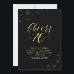Invitation À la fête de 70 ans | Soirée d'anniversaire 70 ans<br><div class="desc">Célébrons votre jour spécial avec cette invitation d'anniversaire 70 ans élégante. Ce design présente une typographie dorée chic "À la fête de 70 ans" et des éléments dorés sur fond noir. Vous pouvez personnaliser le texte et la couleur de fond. Plus de fournitures de fête assorties sont disponibles dans ma...</div>