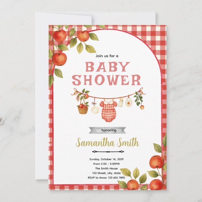 Invitation à la fête de baby shower Apple (Devant)