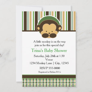 Invitation à la fête de Baby Shower Jungle singe M