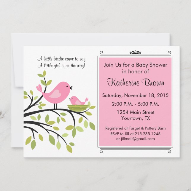 Invitation à la fête de Baby Shower Little Bird (Devant)