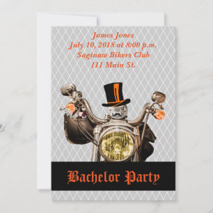 Invitation à la fête de bachelor biker avec moto