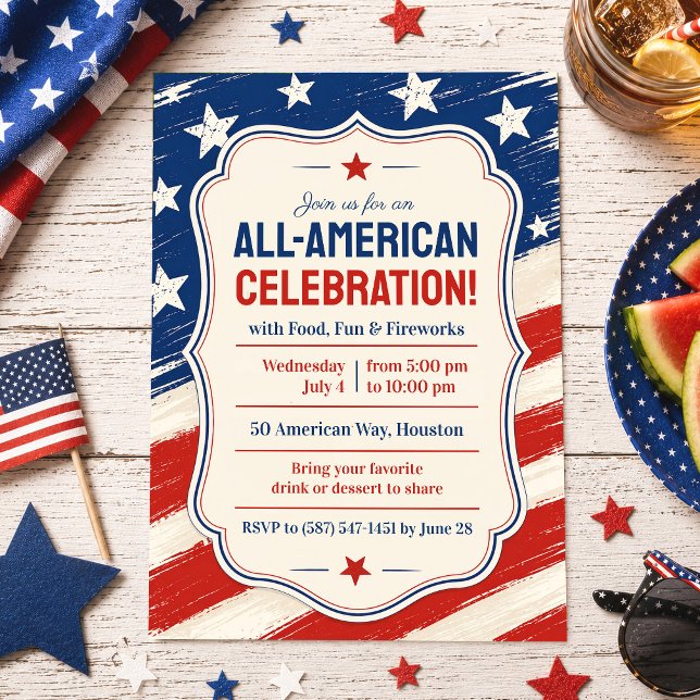 Invitation à la fête de barbecue du 14 juillet (Créateur téléchargé)