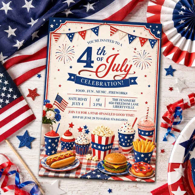 Invitation à la fête de barbecue du 4 juillet (Créateur téléchargé)