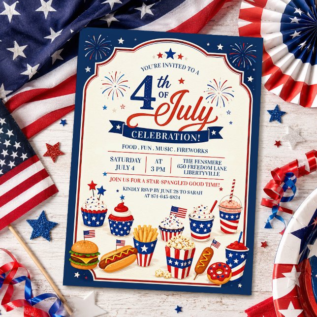 Invitation à la fête de barbecue du 4 juillet (Créateur téléchargé)
