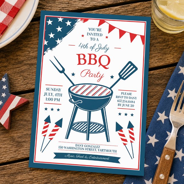 Invitation à la fête de barbecue du 4 juillet (Créateur téléchargé)