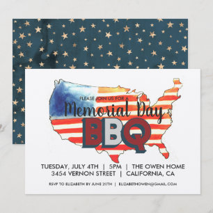 Invitation à la fête de barbecue du Memorial Day