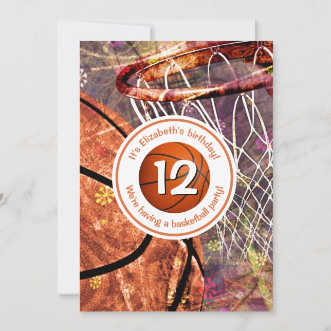 Invitation à la fête de basket-ball pour filles (Dos)