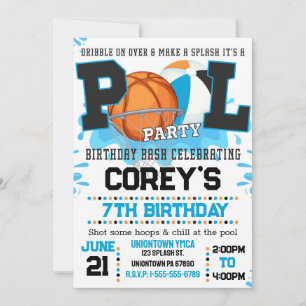 Invitation à la fête de basketball garçons au bord